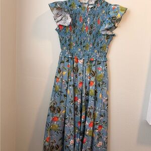 Olivia James Floral Ruffle Sleeve Maxi Dress M
